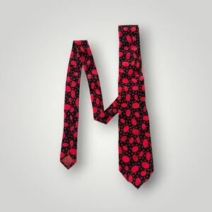 Vintage Gianni Versace Necktie Red Black Polka Dot Made In Italy